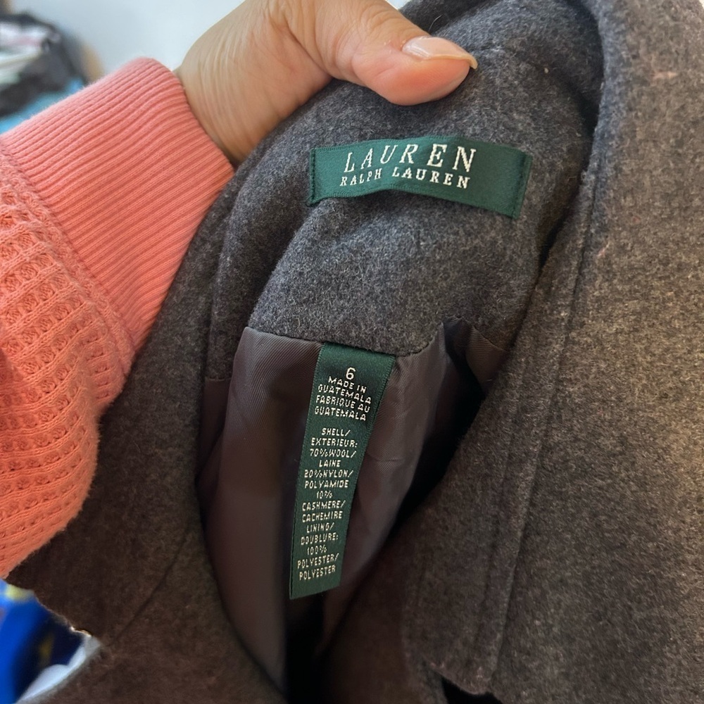 Ralph Lauren Gray Double Breasted Wool Peacoat - Picture 3 of 5